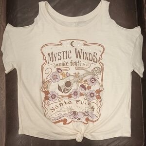 Shyanne Cream Mystic Winds Cold Shoulder Tee